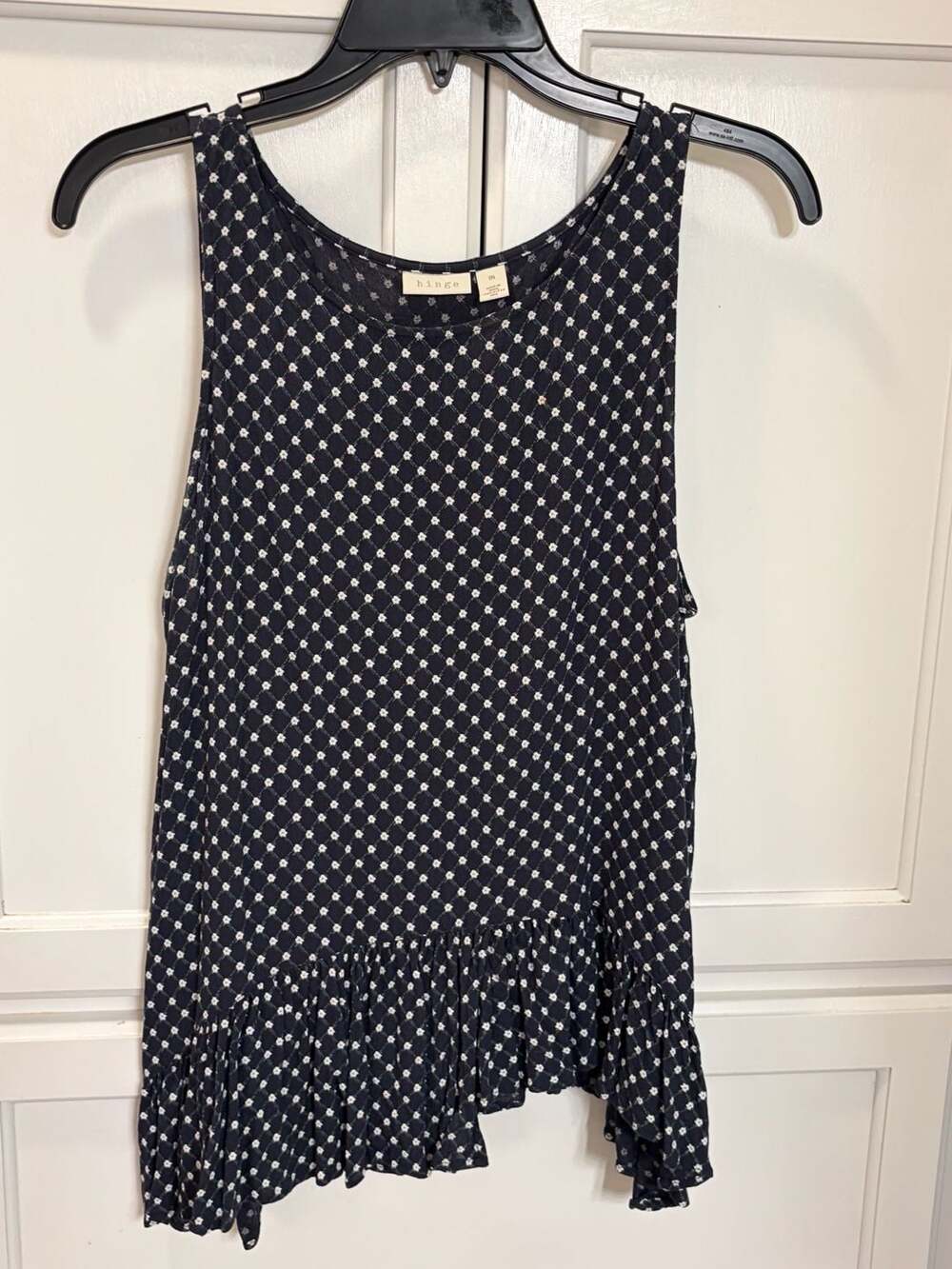 Floral Print Tank Top with Ruffled Asymmetrical Hem Hinge Women's Sleeveless